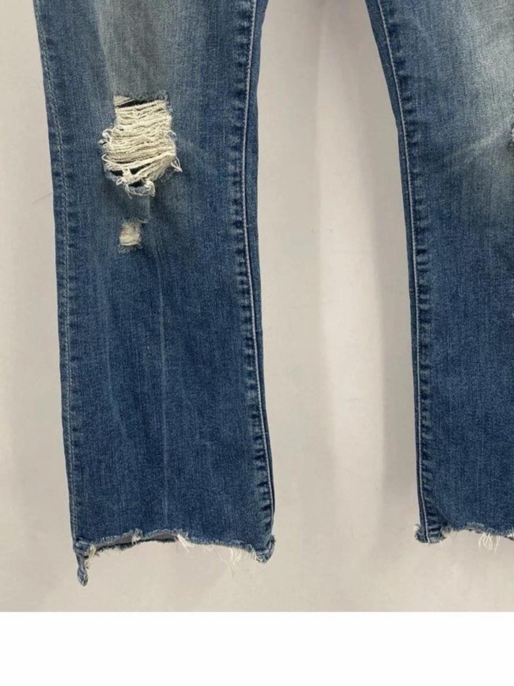 Mother Distressed Straight-Leg Jeans in Medium Blue - Picture 5 of 8
